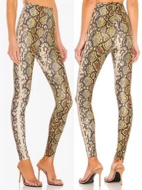 NWT Commando Faux Leather High Waisted Animal Python Leggings in Neon Snake S